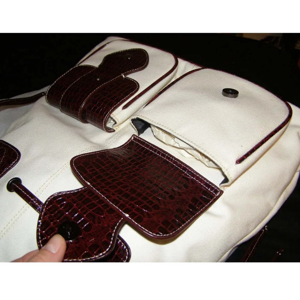🍷New Earth Axxessories canvas & faux leather bag Summer tote